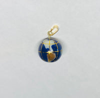 14K Yellow Gold 3-D Enamel World Globe Charm