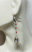 Sterling Silver Genuine 10mm Freshwater Pearls and Gemstones Dangle Earrings