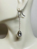 Sterling Silver Genuine 10mm Freshwater Pearls and Gemstones Dangle Earrings