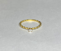 14 Karat Gold (Yellow-White-Rose) .06 Carat Genuine Diamond Rope Design Solitaire Ring