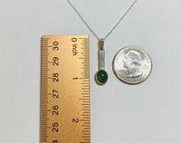 Sterling Silver and Genuine Nephrite Jade Bar Pendant with 18" Loose Rope Necklace