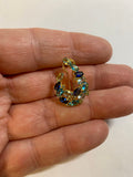 Vintage 18 Karat Yellow Gold-Plated Sterling Silver Oval Blue Stone Clustered Earrings with Omega Back for Pierced Ears