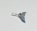 Sterling Silver and 14K Yellow Gold Whale Tail Slide Pendant with Genuine Sapphire