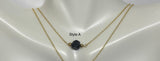 14 Karat Yellow Gold Filled and Genuine 6mm Azabache Jet Black Solitaire Cable Link Necklace