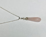 Sterling Silver and Genuine Rose Quartz Pendant with 18" Loose Rope Chain