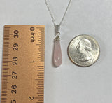 Sterling Silver and Genuine Rose Quartz Pendant with 18" Loose Rope Chain