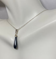 Sterling Silver and Genuine Hematite Pendant with 18" Loose Rope Chain