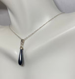 Sterling Silver and Genuine Hematite Pendant with 18" Loose Rope Chain