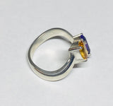 Sterling Silver Genuine Citrine and Amethyst Bypass Ring