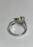 Sterling Silver Genuine Pink Topaz and Peridot Bypass Ring