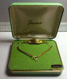 NOS 1960's Forstner 1/20 12K Gold Filled Double Heart 7" ID Bracelet with Box