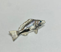 Sterling Silver and Genuine 0.02 carat Diamond or Sapphire Snapper Fish Pendant