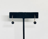 Sterling Silver and Genuine 6mm Black Onyx Bead Lever Back Earrings