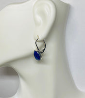 Sterling Silver and Genuine Oval Cabochon 10 x 8mm Lapis Lazuli Lever Back Earrings