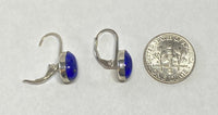 Sterling Silver and Genuine Oval Cabochon 10 x 8mm Lapis Lazuli Lever Back Earrings