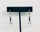 Sterling Silver and Genuine Oval Cabochon 6 x 4mm Opal Lever Back Bar Earrings