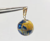 14K Yellow Gold 3-D Enamel World Globe Charm