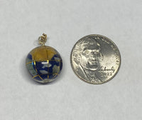 14K Yellow Gold 3-D Enamel World Globe Charm