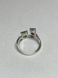 Sterling Silver Genuine Garnet and Peridot Bypass Ring