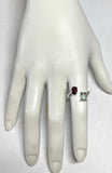 Sterling Silver Genuine Garnet and Green Quartz Bypass Ring