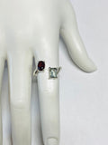 Sterling Silver Genuine Garnet and Green Quartz Bypass Ring