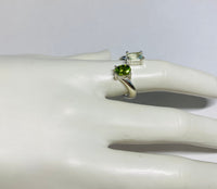 Sterling Silver Genuine Peridot and Green Quartz Bypass Ring