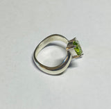 Sterling Silver Genuine Peridot and Green Quartz Bypass Ring