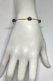 14 Karat Yellow Gold and Genuine 6mm Azabache Jet and Coral Curb Link 8" Bracelet