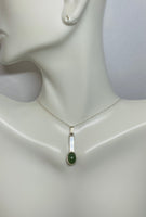 Sterling Silver and Genuine Nephrite Jade Bar Pendant with 18" Loose Rope Necklace