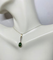 Sterling Silver and Genuine Nephrite Jade Bar Pendant with 18" Loose Rope Necklace