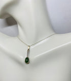 Sterling Silver and Genuine Nephrite Jade Bar Pendant with 18" Loose Rope Necklace