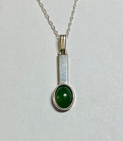 Sterling Silver and Genuine Nephrite Jade Bar Pendant with 18" Loose Rope Necklace