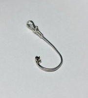 Sterling Silver and 14K Yellow Gold Fish Hook Pendant with Genuine Sapphire