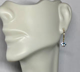 14 Karat Yellow Gold and Genuine 5mm Sky Blue Topaz Dainty Style Dangle Earrings