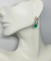 Sterling Silver and Genuine 6mm Malachite Bead Lever Back Earrings