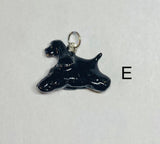 Sterling Silver Hand Enameled Black Cocker Spaniel Dog Pendant