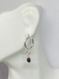 Sterling Silver and Genuine 4mm Azabache Jet Hoop Earrings