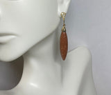 Vintage Sterling Silver & 18 Karat Yellow Gold-plated CZ and Brown Goldstone Venturina Drop Earrings