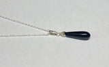 Sterling Silver and Genuine Black Onyx Pendant with 18" Loose Rope Chain