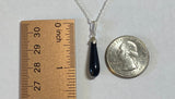 Sterling Silver and Genuine Black Onyx Pendant with 18" Loose Rope Chain