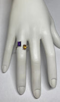 Sterling Silver Genuine Citrine and Amethyst Bypass Ring