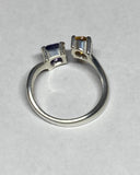 Sterling Silver Genuine Citrine and Amethyst Bypass Ring