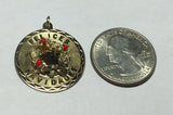 Vintage NOS 1960's 12K Gold Filled Elco "Felices Navidades" Wreath Medal Pendant