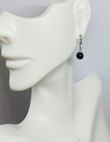 Sterling Silver and Genuine 6mm Black Onyx Bead Lever Back Earrings