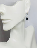 Sterling Silver and Genuine 6mm Black Onyx Bead Lever Back Earrings