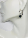 Sterling Silver and Genuine 6mm Black Onyx Bead Lever Back Earrings