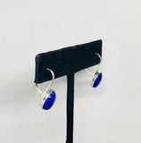 Sterling Silver and Genuine Oval Cabochon 10 x 8mm Lapis Lazuli Lever Back Earrings