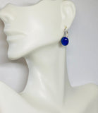 Sterling Silver and Genuine Oval Cabochon 10 x 8mm Lapis Lazuli Lever Back Earrings