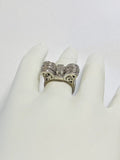 Vintage 18 Karat White Gold Genuine Old European and Single-cut Diamonds Bow Ring