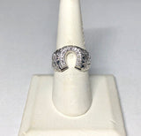 Sterling Silver Genuine Diamond Man's Horseshoe Western Motif Nugget-Style Ring